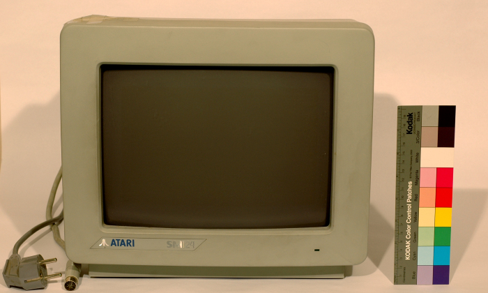 ATARI SM 124-Monitor. Ausgabegerät des Ensemble Atari Mega ST.12 Zoll, 640×400, 70 Hz